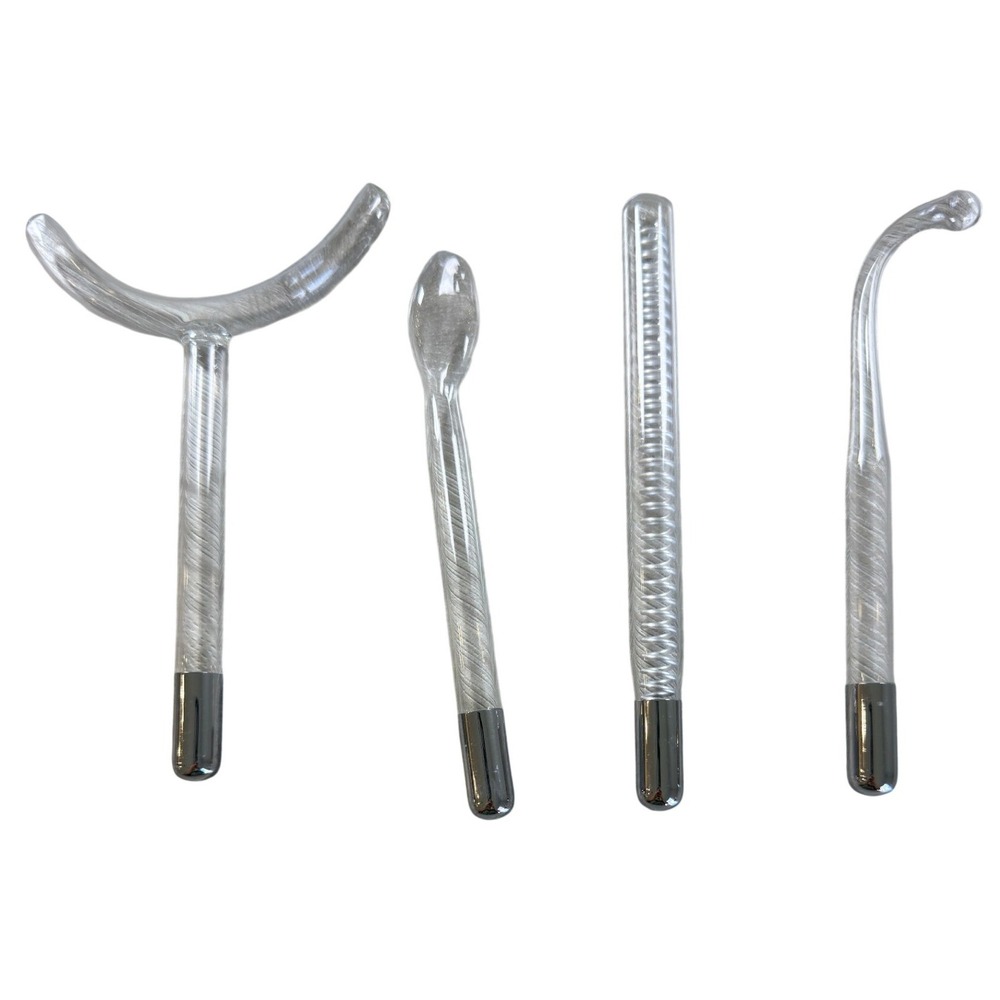 4 Piece High Frequency Facial Wand Glass Electrode Replacement Set Clear